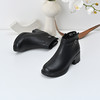 经典鲨2024冬季新款百搭圆头加绒侧拉链低粗跟通勤短筒靴女KW233-D58221 商品缩略图3