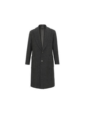 callisto高智系列灰色绵羊毛混纺大衣