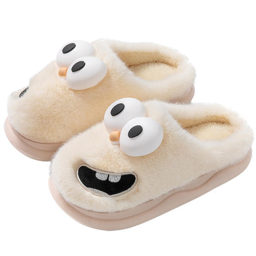 【又暖又可爱】可爱露齿小狗棉拖 男女同款 加厚毛绒亲肤保暖 可爱俏皮增添色彩 4cm增高柔软静音 商品图4