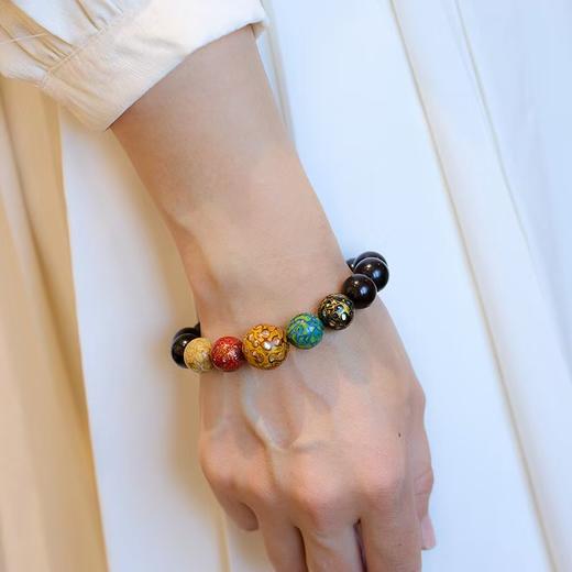 「 福满满 」大漆·五行色小叶紫檀手串 商品图7