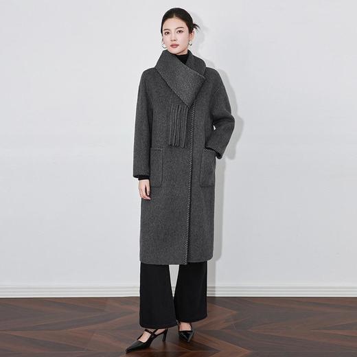 【高货wl】全新升级【铂金会员661/天猫899/差价238】(33417) 洛诗琳绵羊毛混纺骆驼绒可拆围脖长袖毛呢斜门襟大衣外套 商品图1