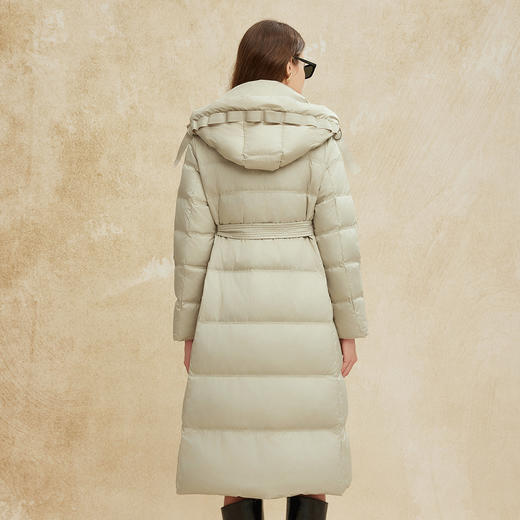 PR009斯尔丽2024冬季新款显瘦收腰长款简约通勤连帽轻盈鸭绒羽绒服 商品图4
