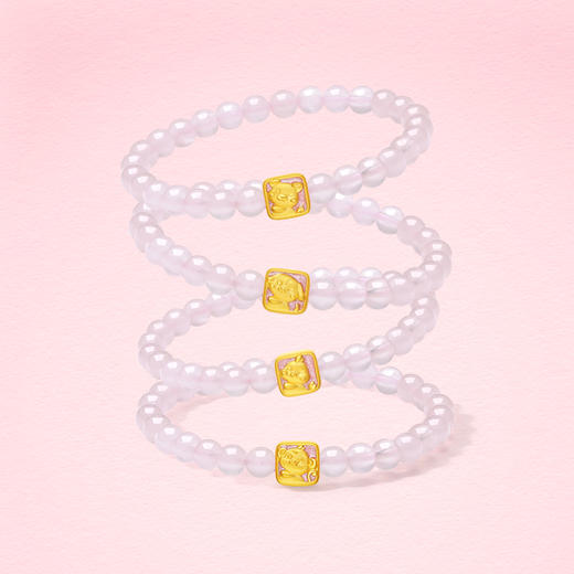 周六福黄金手串女十二生肖贴贴3d硬金生肖蛇本命年蛇年定价珐琅 商品图4