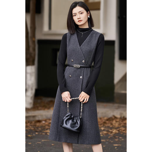 米思阳2025冬季新款轻熟风毛呢背心裙套装打底衫配裙子一整套5135 商品图0