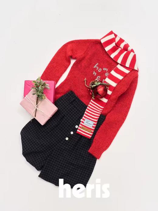 heris/H44106/圣诞氛围红色窄围巾 商品图0