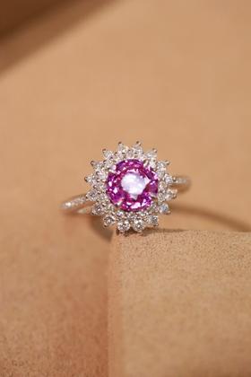 1.16ct刻面粉蓝宝石戒指