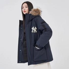 【 MLB纯色徽标毛领连帽羽绒服】 情侣同款！硬核工装风 经典百搭！