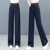 YM 335阔腿牛仔裤拼色毛边宽松加绒窄版直筒裤 商品缩略图1