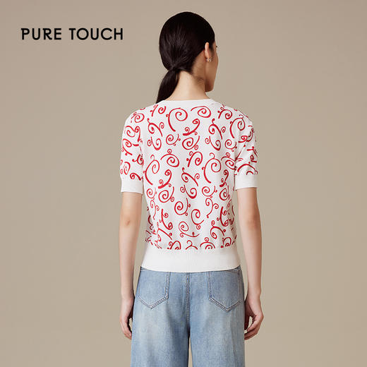 puretouch新年精致红白花纹针织衫1346244445 商品图2