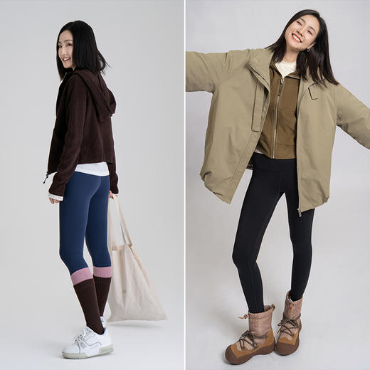 L RECNAVA [薄绒面料] 连帽拉链外套 坑条修身卫衣 商品图3