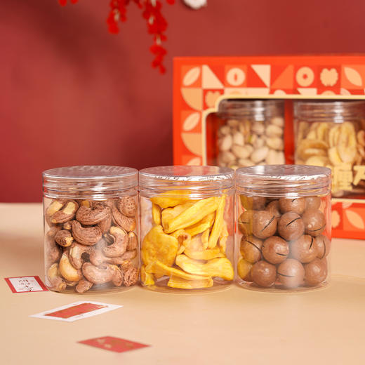 悦栈 | 腰缠万贯坚果礼盒（香蕉片130g、开心果150g、腰果150g、夏威夷果150g、菠萝蜜干50g） 商品图2