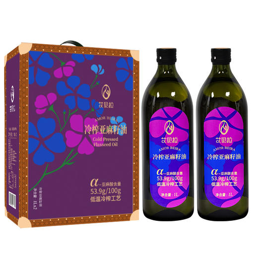 艾贝拉冷榨亚麻籽油礼盒1L*2 商品图0