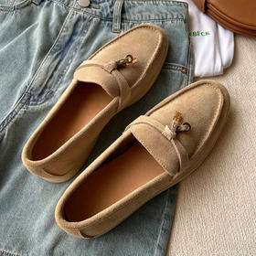 【顺丰包邮】05544 洛诗琳限量款绒面革大地色一脚蹬乐福鞋女0070