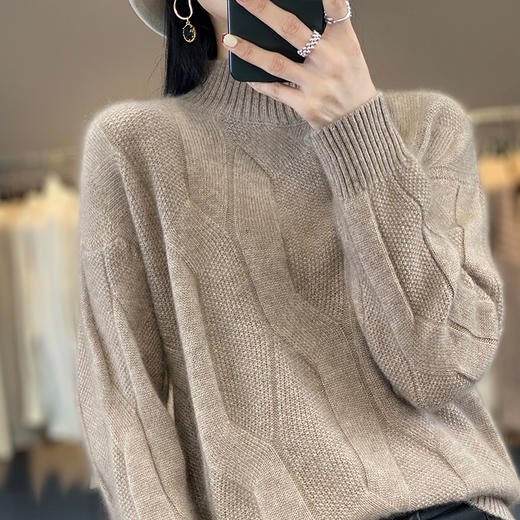 佰威斯利新年春节红女半高领大码针织毛衣打底衫秋冬加厚内搭上衣6色可选遮肚子显瘦M-6XL适合90-240斤 商品图1