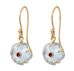 北京仓｜Leticia Ponti-Iris-花朵 海蓝宝色 水晶 耳环［法国设计师］ 商品图0