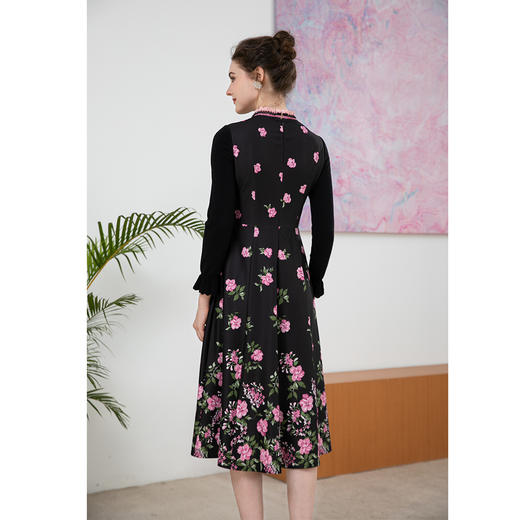 司歌印花长袖秋冬连衣裙端庄显瘦A901027X 商品图2