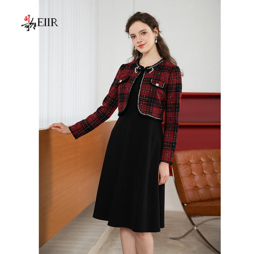 司歌假两件小香风连衣裙收腰弹力A901045y 商品图4