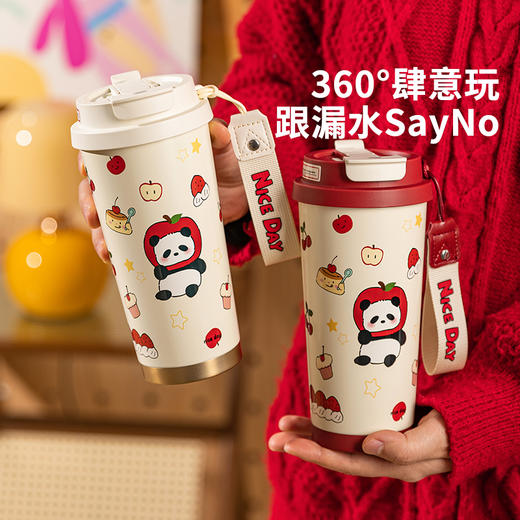 摩登主妇保温杯女生2024新款咖啡杯便携吸管杯水杯圣诞节礼物杯子 商品图3