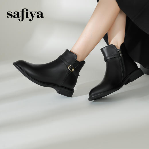 Safiya/索菲娅2024冬季休闲圆头粗跟时尚百搭短靴 SF44116154 商品图2