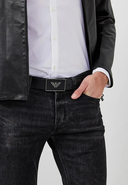 【超惠秒】EMPORIO ARMANI 阿玛尼 男士简约金属飞鹰logo板扣真皮腰带 10263 商品图2