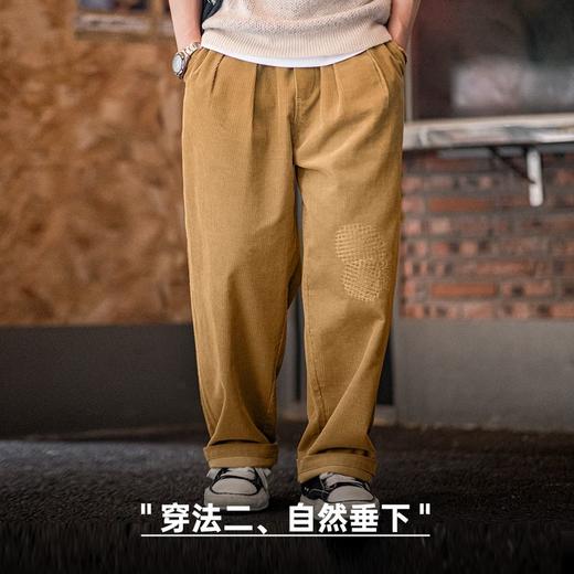 工装优选 美式复古灯芯绒补丁休闲裤vintage宽松阔腿直筒裤男秋季 商品图4
