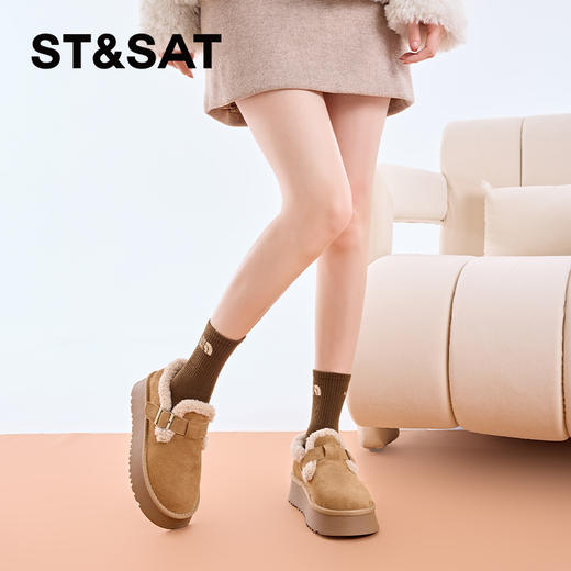 星期六圆头百搭舒适厚底加绒雪地棉鞋SS3411A1PZ 商品图1
