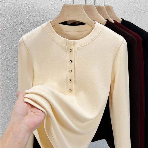 【自】全新升级【铂金会员109/天猫149/差价40】(12443) 洛诗琳天丝德绒女士修身休闲上衣冬季新款加厚保暖打底衫 商品图1