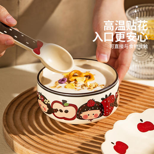 摩登主妇苹果女孩餐具碗碟家用可爱盘子陶瓷碗乔迁生日礼物送女生 商品图4