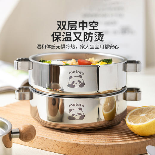 摩登主妇mototo双耳316不锈钢儿童分格餐盘宝宝辅食家用餐具盘子 商品图4