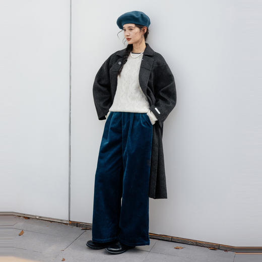 绽放旅行女装843朵/秋冬灯芯绒复合绒松紧腰防风保暖直筒休闲长裤 商品图3