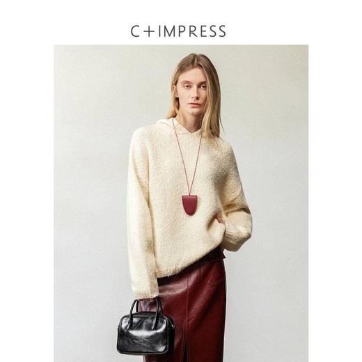 CIMPRESS/西嘉羊毛豆豆纱单面编织连帽宽松百搭毛衣女秋冬季新款(货号:MY2404082) 商品图5