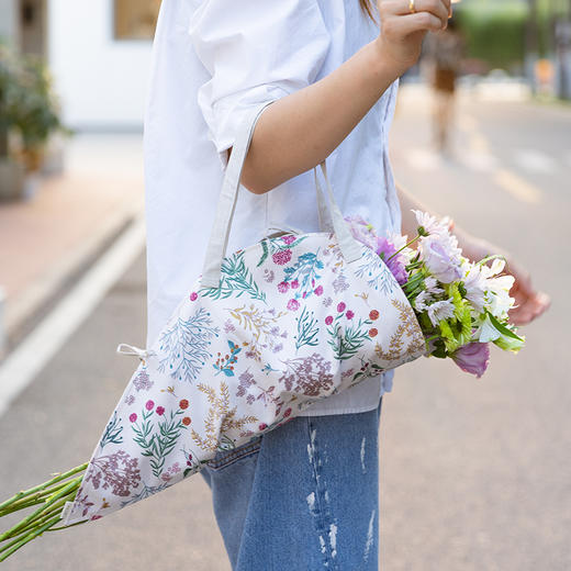 雅蕊双色花篮干花提篮布艺花袋三色棉质粗布手提篮单件挎包高级感 商品图0