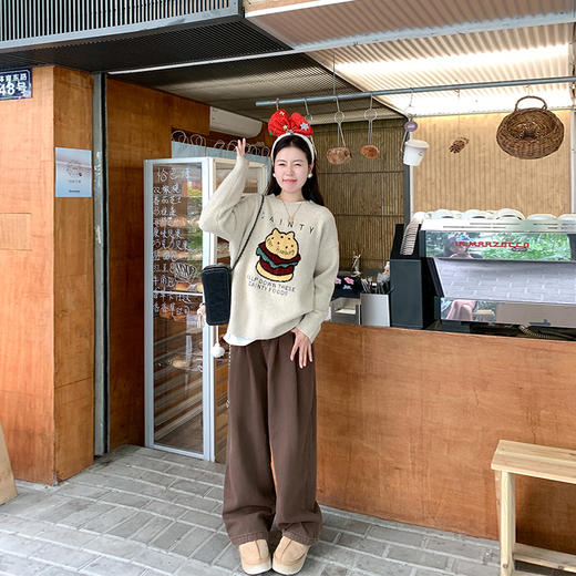 <曾小咸推荐>趣味汉堡绣花套头毛衣 商品图2