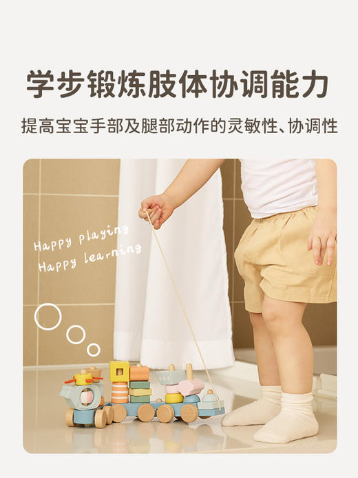 可来赛海洋小拖拉车男女宝宝学步多功能积木拼搭儿童拉绳牵引玩具  商品图2