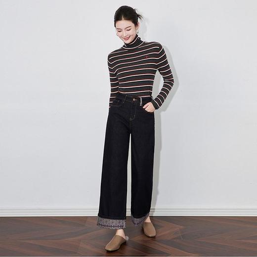【高货wl】全新升级【铂金会员174/天猫239/差价65】(20452) 洛诗琳秋冬新款简约休闲高领撞色条纹打底针织衫流行上衣 商品图4