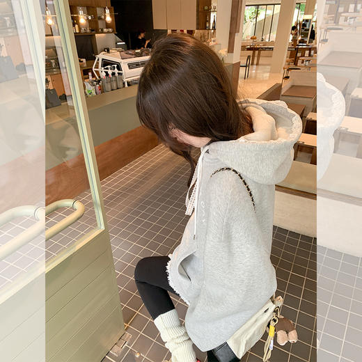 <曾小咸推荐>现货秒杀 ！微信超特价！蕾丝绣花加绒连帽卫衣 日常199.99 立减110 秒杀89.99！！ 商品图4