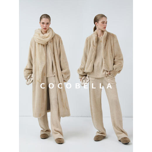 COCOBELLA简约特调花纱色香蕉阔腿裤女直筒针织休闲裤MZ7082 商品图1