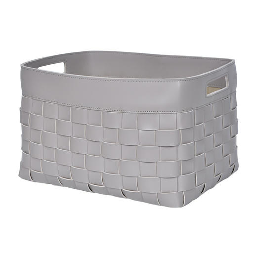 【白色/灰色/咖色】娜家轻奢皮革编织收纳筐 商品图0