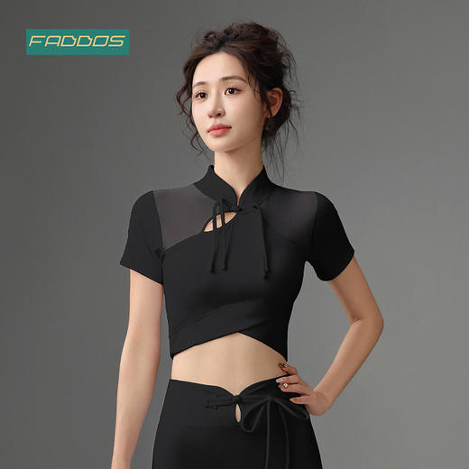 梵蒂欧（FADDOS）精致国风拼网瑜伽服短袖一体杯F2023742 商品图2