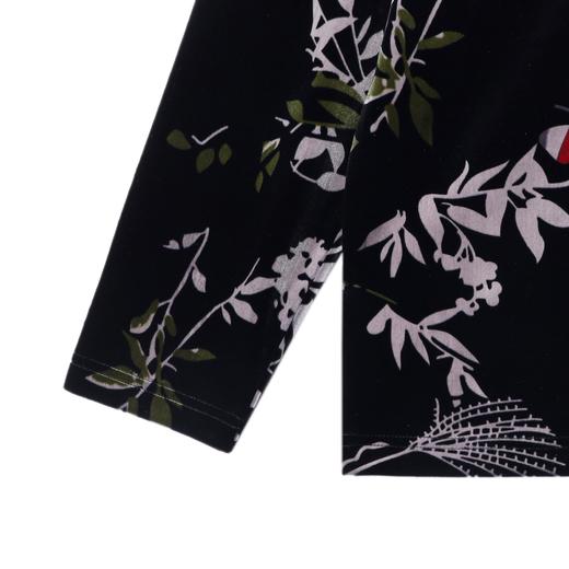 秋冬季新款时尚个性复古绒面撞色半高领长袖T恤新中式国风百搭 商品图3