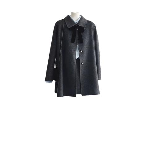 【千金大小姐】24新款小斗篷蝴蝶结气质时尚百搭贵气灰色大衣 商品图4