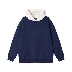 秋冬季新款时尚个性撞色连帽套头卫衣休闲百搭宽松慵懒上衣