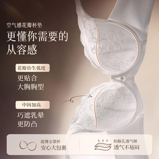 【积分兑换】奶糖派大胸显小花托杯胸型圆润蕾丝全罩杯内衣大码显瘦文胸女胸罩 商品图2