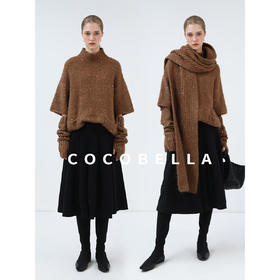COCOBELLA羊驼混纺亮片保暖毛衣围巾袖套多穿法两件件套MZ3089