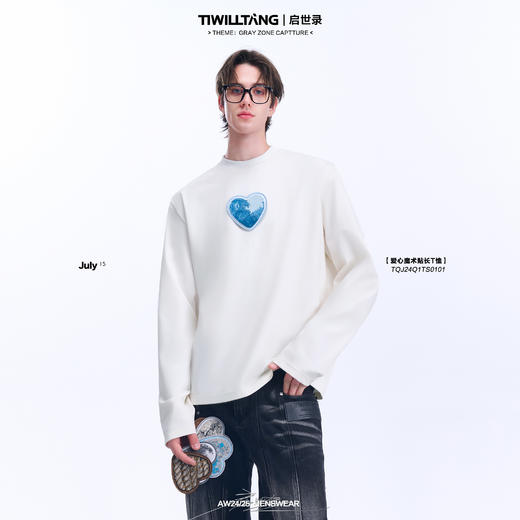 TIWILLTANG启世录“焕域心启”休闲白色圆领卫衣宽松长袖T恤上衣 商品图0