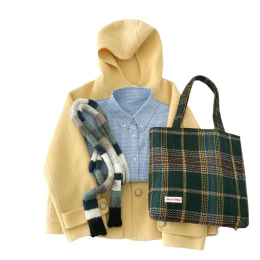 【黄油泡芙】24秋冬高级马卡龙黄色新款连帽百搭通勤简约大衣外套！ 商品图4