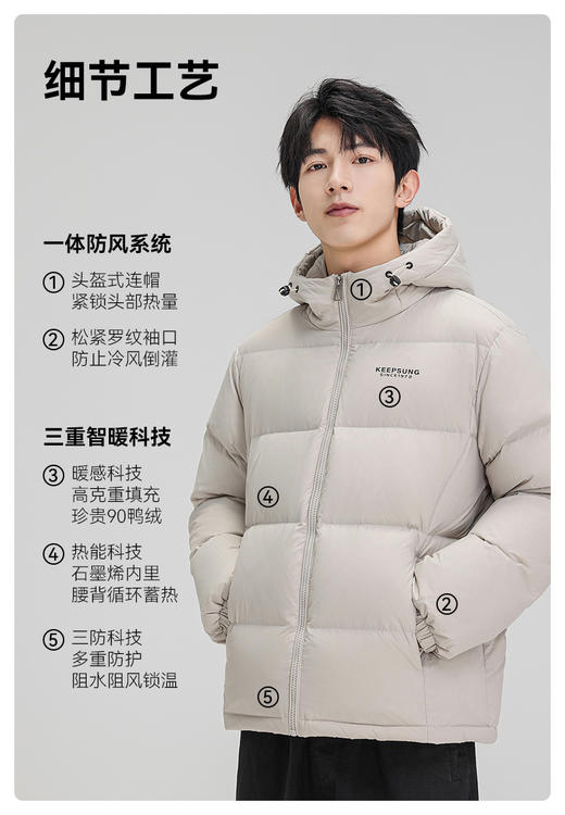 【特氟龙三防 90绒高蓬松度 石墨烯内里】雅鹿杜邦全新升级三防面包羽绒服 商品图6