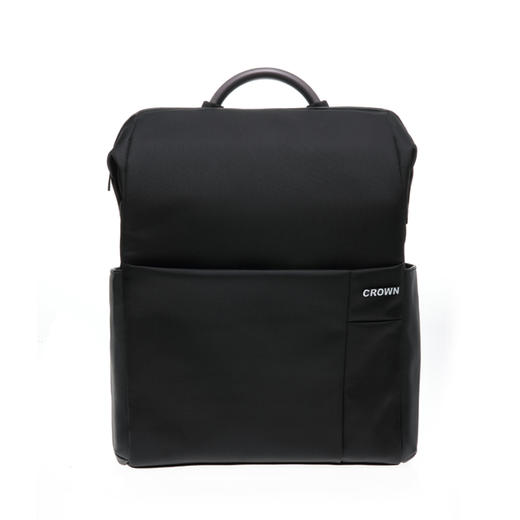 【PU皮+涤纶提花布 高密度防泼 大容量】皇冠CROWN时尚大容量通勤电脑背包黑色15" 商品图0
