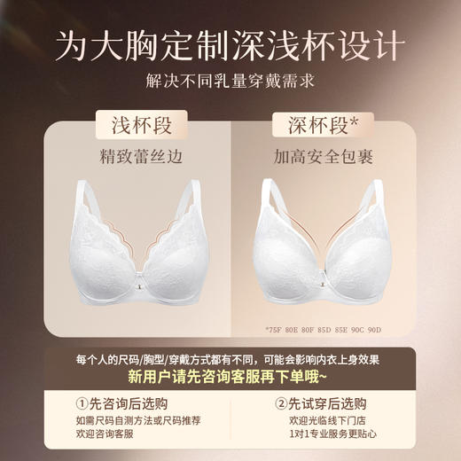【积分兑换】奶糖派大胸显小花托杯胸型圆润蕾丝全罩杯内衣大码显瘦文胸女胸罩 商品图4