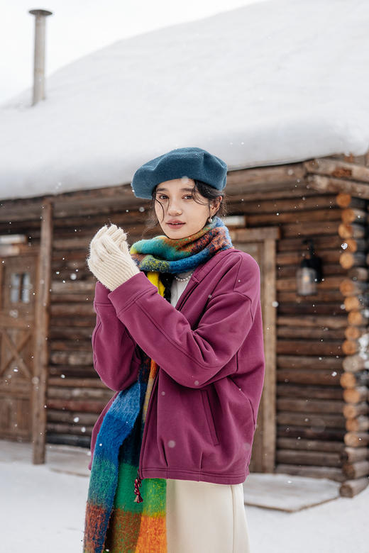 绽放876朵/结构感卫衣秋冬纯棉加绒开襟双头拉链宽松外套连帽上衣 商品图5